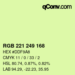 Color code: RGB 221 249 168 | qconv.com