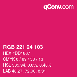 カラーコード: RGB 221 24 103 | qconv.com