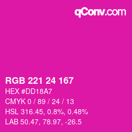 颜色代码: RGB 221 24 167 | qconv.com