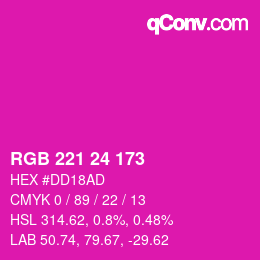 Color code: RGB 221 24 173 | qconv.com
