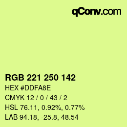 Color code: RGB 221 250 142 | qconv.com