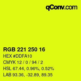 Color code: RGB 221 250 16 | qconv.com