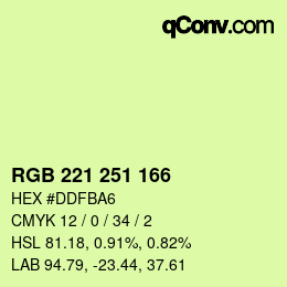 Color code: RGB 221 251 166 | qconv.com