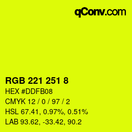 Color code: RGB 221 251 8 | qconv.com