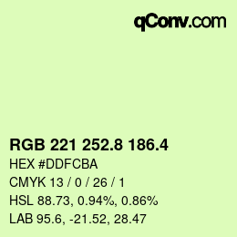 カラーコード: RGB 221 252.8 186.4 | qconv.com