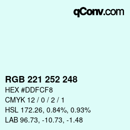 Color code: RGB 221 252 248 | qconv.com