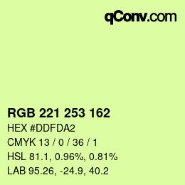 Color code: RGB 221 253 162 | qconv.com