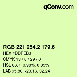 カラーコード: RGB 221 254.2 179.6 | qconv.com