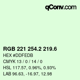 カラーコード: RGB 221 254.2 219.6 | qconv.com