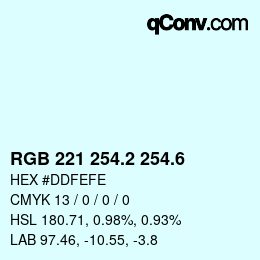 カラーコード: RGB 221 254.2 254.6 | qconv.com