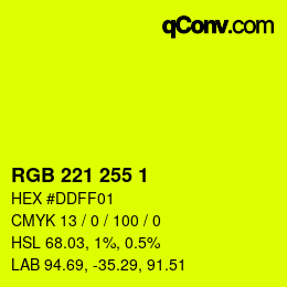 Color code: RGB 221 255 1 | qconv.com