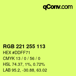 Color code: RGB 221 255 113 | qconv.com