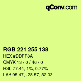 Color code: RGB 221 255 138 | qconv.com