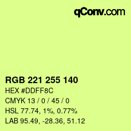Color code: RGB 221 255 140 | qconv.com