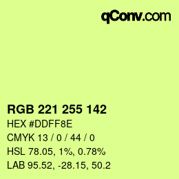 Color code: RGB 221 255 142 | qconv.com