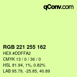 Color code: RGB 221 255 162 | qconv.com