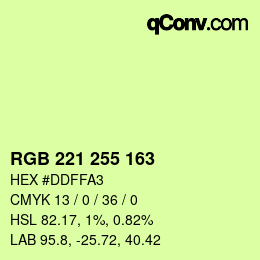 Color code: RGB 221 255 163 | qconv.com