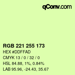 Color code: RGB 221 255 173 | qconv.com