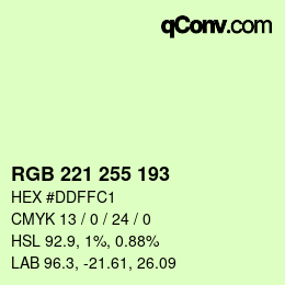 Color code: RGB 221 255 193 | qconv.com