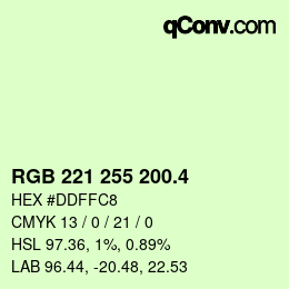 カラーコード: RGB 221 255 200.4 | qconv.com