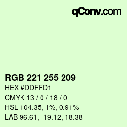 Color code: RGB 221 255 209 | qconv.com