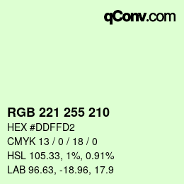 Color code: RGB 221 255 210 | qconv.com