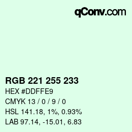 颜色代码: RGB 221 255 233 | qconv.com