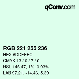 Color code: RGB 221 255 236 | qconv.com