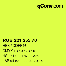 Color code: RGB 221 255 70 | qconv.com