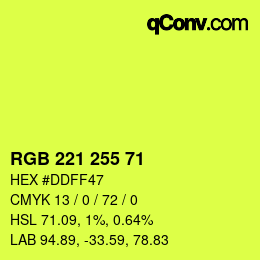 Color code: RGB 221 255 71 | qconv.com