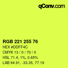Color code: RGB 221 255 76 | qconv.com
