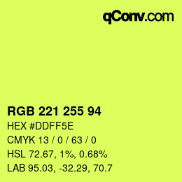 Color code: RGB 221 255 94 | qconv.com