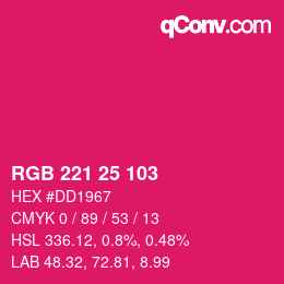Color code: RGB 221 25 103 | qconv.com