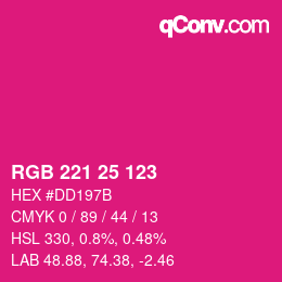 Color code: RGB 221 25 123 | qconv.com