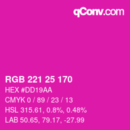 Color code: RGB 221 25 170 | qconv.com