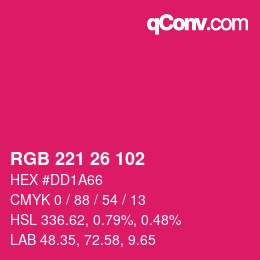 Color code: RGB 221 26 102 | qconv.com
