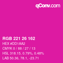 カラーコード: RGB 221 26 162 | qconv.com