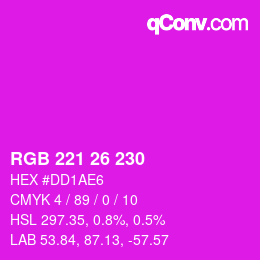 Color code: RGB 221 26 230 | qconv.com