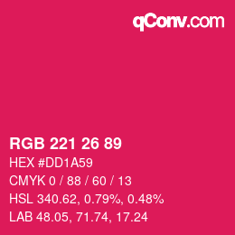 Color code: RGB 221 26 89 | qconv.com