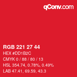 Color code: RGB 221 27 44 | qconv.com