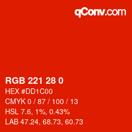 Color code: RGB 221 28 0 | qconv.com