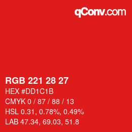 Color code: RGB 221 28 27 | qconv.com