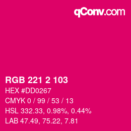 Color code: RGB 221 2 103 | qconv.com