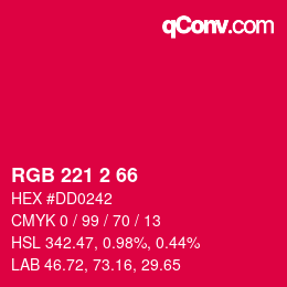 Color code: RGB 221 2 66 | qconv.com