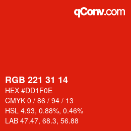 Color code: RGB 221 31 14 | qconv.com