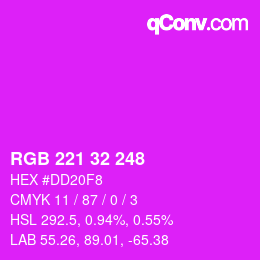 Color code: RGB 221 32 248 | qconv.com