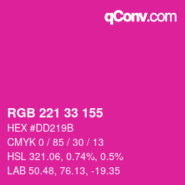 Color code: RGB 221 33 155 | qconv.com