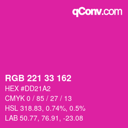 Código de color: RGB 221 33 162 | qconv.com