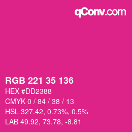 颜色代码: RGB 221 35 136 | qconv.com