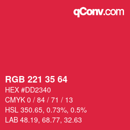 颜色代码: RGB 221 35 64 | qconv.com